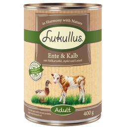 Angebot für Lukullus Naturkost Adult Getreidefrei 6 x 400 g - Ente & Kalb - Kategorie Hund / Hundefutter nass / Lukullus Naturkost / Lukullus Getreidefrei.  Lieferzeit: 1-2 Tage -  jetzt kaufen.