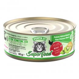 Angebot für Porta 21 Superfood 24 x 80 g - Huhn mit Kiwi - Kategorie Katze / Katzenfutter nass / Porta 21 / Dosen.  Lieferzeit: 1-2 Tage -  jetzt kaufen.