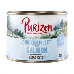 Purizon Adult Ente mit Fisch - getreidefrei - Als Ergänzung: 6 x 200 g Hühnerfilet mit Lachs Nassfutter