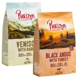 Purizon Probierpaket 2 x 1 kg - Black-Angus-Rind mit Truthahn, Wild mit Kaninchen