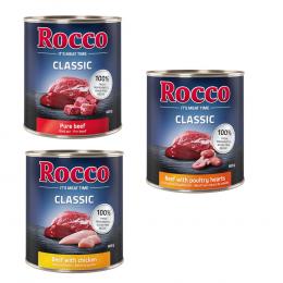 Angebot für Rocco Classic Probiermix 6 x 800 g - Geflügel-Mix: Rind/Huhn, Rind/Geflügelherzen, Rind/Pute - Kategorie Hund / Hundefutter nass / Rocco / Rocco Probierpakete.  Lieferzeit: 1-2 Tage -  jetzt kaufen.