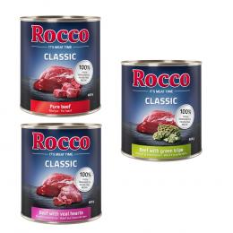 Angebot für Rocco Classic Probiermix 6 x 800 g - Rind-Mix: Rind pur, Rind/Kalbsherz, Rind/Pansen - Kategorie Hund / Hundefutter nass / Rocco / Rocco Probierpakete.  Lieferzeit: 1-2 Tage -  jetzt kaufen.