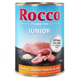 Rocco Junior 6 x 400 g - Geflügel mit Hühnerherzen & Reis