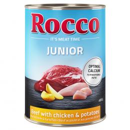 Angebot für Rocco Junior 6 x 400 g - Rind mit Huhn & Kartoffeln - Kategorie Hund / Hundefutter nass / Rocco / Rocco Junior.  Lieferzeit: 1-2 Tage -  jetzt kaufen.