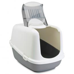 Savic Katzentoilette Nestor Jumbo - Toilette hellgrau/weiß + 2 extra Filter + 6 Bag it up