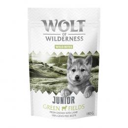 Sparpaket 3 x 180 g: Wolf of Wilderness Snack - Wild Bites - JUNIOR Green Fields - Lamm (kleine Würfel)