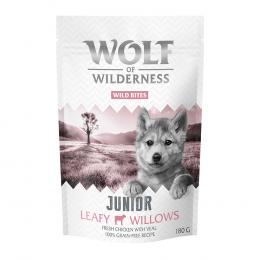 Sparpaket 3 x 180 g: Wolf of Wilderness Snack - Wild Bites - JUNIOR Leafy Willows - Kalb (kleine Würfel)