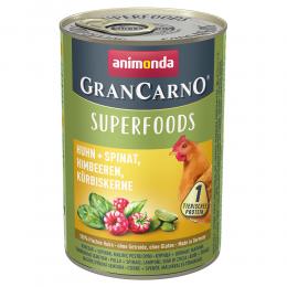 Angebot für Sparpaket animonda GranCarno Adult Superfoods 24 x 400 g - Huhn + Spinat, Himbeeren, Kürbiskerne - Kategorie Hund / Hundefutter nass / animonda / GranCarno Superfoods.  Lieferzeit: 1-2 Tage -  jetzt kaufen.