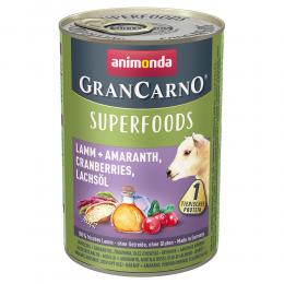Sparpaket animonda GranCarno Adult Superfoods 24 x 400 g - Lamm + Amaranth, Cranberries, Lachsöl