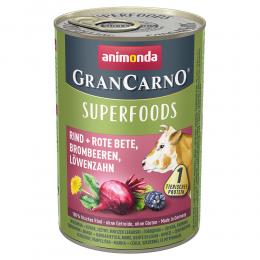 Angebot für Sparpaket animonda GranCarno Adult Superfoods 24 x 400 g - Rind + Rote Bete, Brombeeren, Löwenzahn - Kategorie Hund / Hundefutter nass / animonda / GranCarno Superfoods.  Lieferzeit: 1-2 Tage -  jetzt kaufen.
