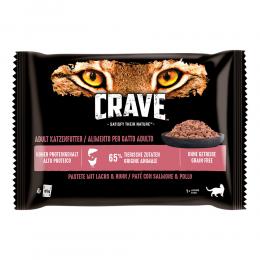 Angebot für Sparpaket Crave Katze Nassfutter Pouch Multipack 88 x 85 g - Pastete mit Lachs & Huhn - Kategorie Katze / Katzenfutter nass / Crave / -.  Lieferzeit: 1-2 Tage -  jetzt kaufen.