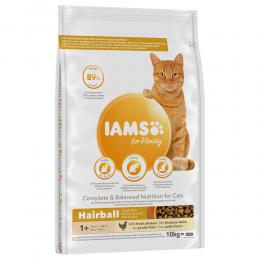Sparpaket IAMS 2 x Großgebinde - Hairball Ausgewachsene Katzen Huhn - 2 x 10 kg