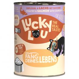 Angebot für Sparpaket Lucky Lou Adult 24 x 400 g - Geflügel & Lachs - Kategorie Katze / Katzenfutter nass / Lucky Lou / Adult.  Lieferzeit: 1-2 Tage -  jetzt kaufen.