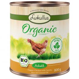 Sparpaket Lukullus Organic 12 x 800 g Adult Huhn mit Karotte (glutenfrei)