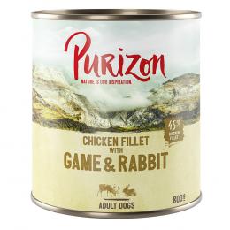 Sparpaket Purizon 12 x 800 g - Hühnerfilet mit Wild & Kaninchen, Kürbis und Preiselbeere