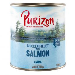 Sparpaket Purizon 24 x 800 g - Hühnerfilet mit Lachs, Spinat & Kokos