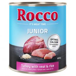Sparpaket Rocco Junior 12 x 800 g - Mix: Pute mit Kalbsherzen, Geflügel mit Hühnerherzen