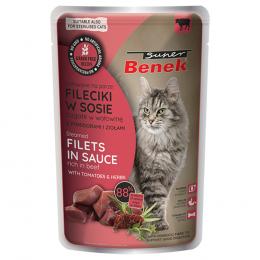 Angebot für Sparpaket Super Benek Getreidefrei Gedämpfte Filets 56 x 85 g - Rind mit Tomaten in Sauce - Kategorie Katze / Katzenfutter nass / Super Benek / -.  Lieferzeit: 1-2 Tage -  jetzt kaufen.
