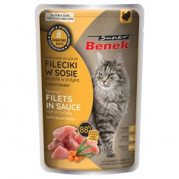Angebot für Sparpaket Super Benek Getreidefrei Gedämpfte Filets 56 x 85 g - Truthahn mit Sanddorn in Sauce - Kategorie Katze / Katzenfutter nass / Super Benek / -.  Lieferzeit: 1-2 Tage -  jetzt kaufen.