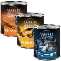 Wild Freedom Adult 6 x 800 g - getreidefreie Rezeptur - Mixpaket (Huhn, Seelachs, Kaninchen)