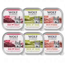 Wolf of Wilderness Adult - Single Protein 6 / 24 x 300 g Schale  - 24 x 300 g: Mixpaket: Rind, Pute, Lamm