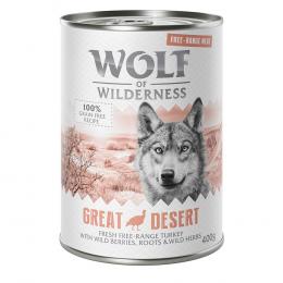 Wolf of Wilderness Adult - Single Protein Freilandfleisch/-innereien 6 x 400 g  - Sparpaket 12 x 400 g: Great Desert - Freiland-Pute