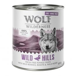 Wolf of Wilderness Adult - Single Protein Freilandfleisch/-innereien  6 x 800 g - Sparpaket 12 x 800 g: Wild Hills - Freiland-Ente