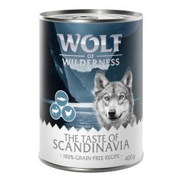 10 + 2 gratis!  12 x 400 g Wolf of Wilderness - Scandinavia - Rentier, Lachs, Huhn