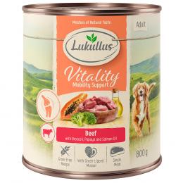 10 + 2 gratis! 12 x 800 g Lukullus Vitality (Getreidefrei) Unterstützung der Beweglichkeit: Rind