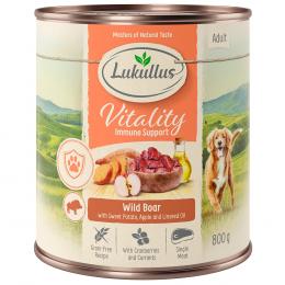 10 + 2 gratis! 12 x 800 g Lukullus Vitality (Getreidefrei) Unterstützung für das Immunsystem: Wildschwein