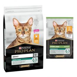 10 kg PURINA PRO PLAN + 6 x 85 g / 10 x 75 g passendes Nassfutter gratis! - 10 kg Adult Renal Plus reich an Huhn + 6 x 85 g Sterilised Adult Maintenance Huhn