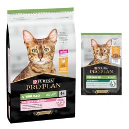 10 kg PURINA PRO PLAN + 6 x 85 g / 10 x 75 g passendes Nassfutter gratis! - 10 kg Sterilised Adult Delicate Digestion + 6 x 85 g Sterilised Adult Maintenance Huhn