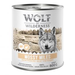 10 € Rabatt sichern! Sparpaket Wolf of Wilderness 24 x 800 g - Mossy Miles - Geflügel mit Kaninchen