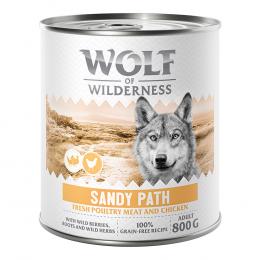 10 € Rabatt sichern! Sparpaket Wolf of Wilderness 24 x 800 g - Sandy Path - Geflügel mit Huhn