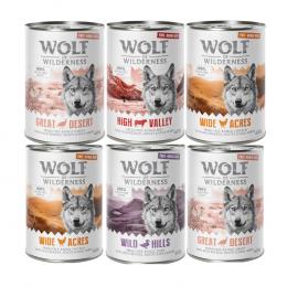 10% Rabatt! Wolf of Wilderness Mixpakete - Junior, Adult & Senior - 6 x 400 g: Freiland-Pute, -Huhn, -Rind, -Ente