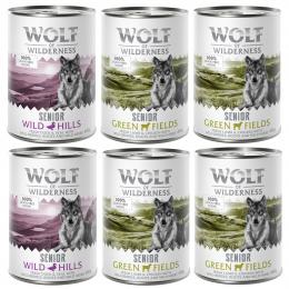 10% Rabatt! Wolf of Wilderness Mixpakete - Junior, Adult & Senior - 6 x 400 g: SENIOR Lamm & Huhn, 2x Ente & Kalb