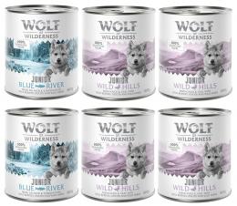 10% Rabatt! Wolf of Wilderness Mixpakete - Junior, Adult & Senior - 6 x 800 g: JUNIOR Ente & Kalb, Huhn & Lachs