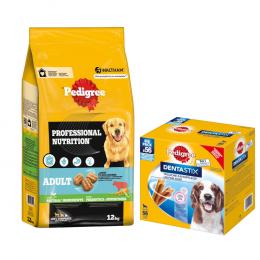 12 kg Pedigree Professional Nutrition Adult + 56 Stück Dentastix zum Sonderpreis!  - mit Rind & Gemüse + für mittelgroße Hunde