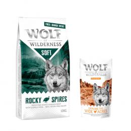 12 kg Wolf of Wilderness + 100 g Training Snack gratis! - Rocky Spires - Freiland-Huhn & Perlhuhn (halbfeucht)