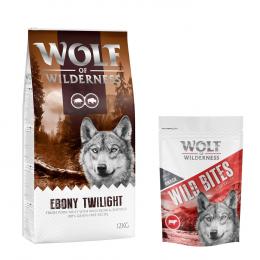 12 kg Wolf of Wilderness + 180 g Wild Bites Snack gratis! Ebony Twilight - Wild & Büffel + Rind Snack