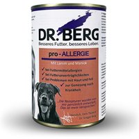 12 x 400 g | Dr. Berg Tiernahrung | pro-ALLERGIE mit Lamm und Maniok Diät | Nassfutter | Hund