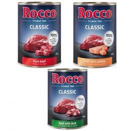 15% Rabatt! Rocco Classic Mixpakete 6 x 400 g oder Rocco Chings zum Probierpreis! - Exklusiv-Mix 6 x 400 g: Rind pur, Rind/Lachs, Rind/Ente