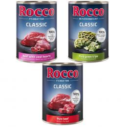 15% Rabatt! Rocco Classic Mixpakete 6 x 400 g oder Rocco Chings zum Probierpreis! - Rind-Mix 6 x 400 g: Rind pur, Rind/Kalbsherz, Rind/Pansen