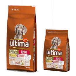 2 kg gratis! 15 kg Ultima Medium / Maxi - Senior Huhn
