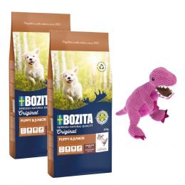 2 x 12 kg Bozita Original + TIAKI Hundespielzeug gratis! - Puppy & Junior mit Huhn - Weizenfrei