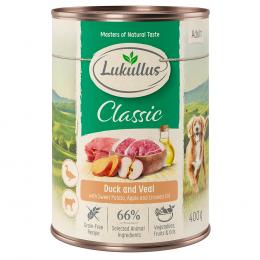 20 + 4 gratis! 24 x 400 g Sparpaket Lukullus Naturkost - Ente & Kalb (getreidefrei)