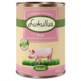 20 + 4 gratis! 24 x 400 g Sparpaket Lukullus Naturkost - Schwein (getreidefrei)