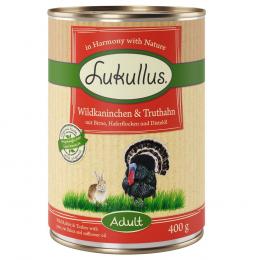 20 + 4 gratis! 24 x 400 g Sparpaket Lukullus Naturkost - Wildkaninchen & Truthahn