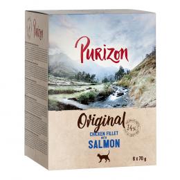 22 + 2 gratis! Purizon 24 x 70 g / 85g - Hühnerfilet mit Lachs