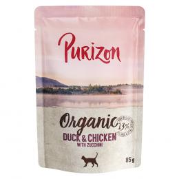 22 + 2 gratis! Purizon 24 x 70 g / 85g - Organic: Ente & Huhn mit Zucchini